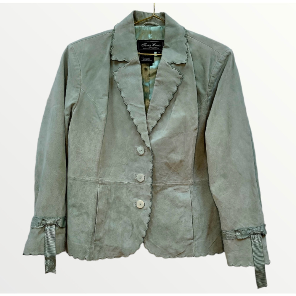 Sage Green Suede Jacket by Terry Lewis size Petite Medium